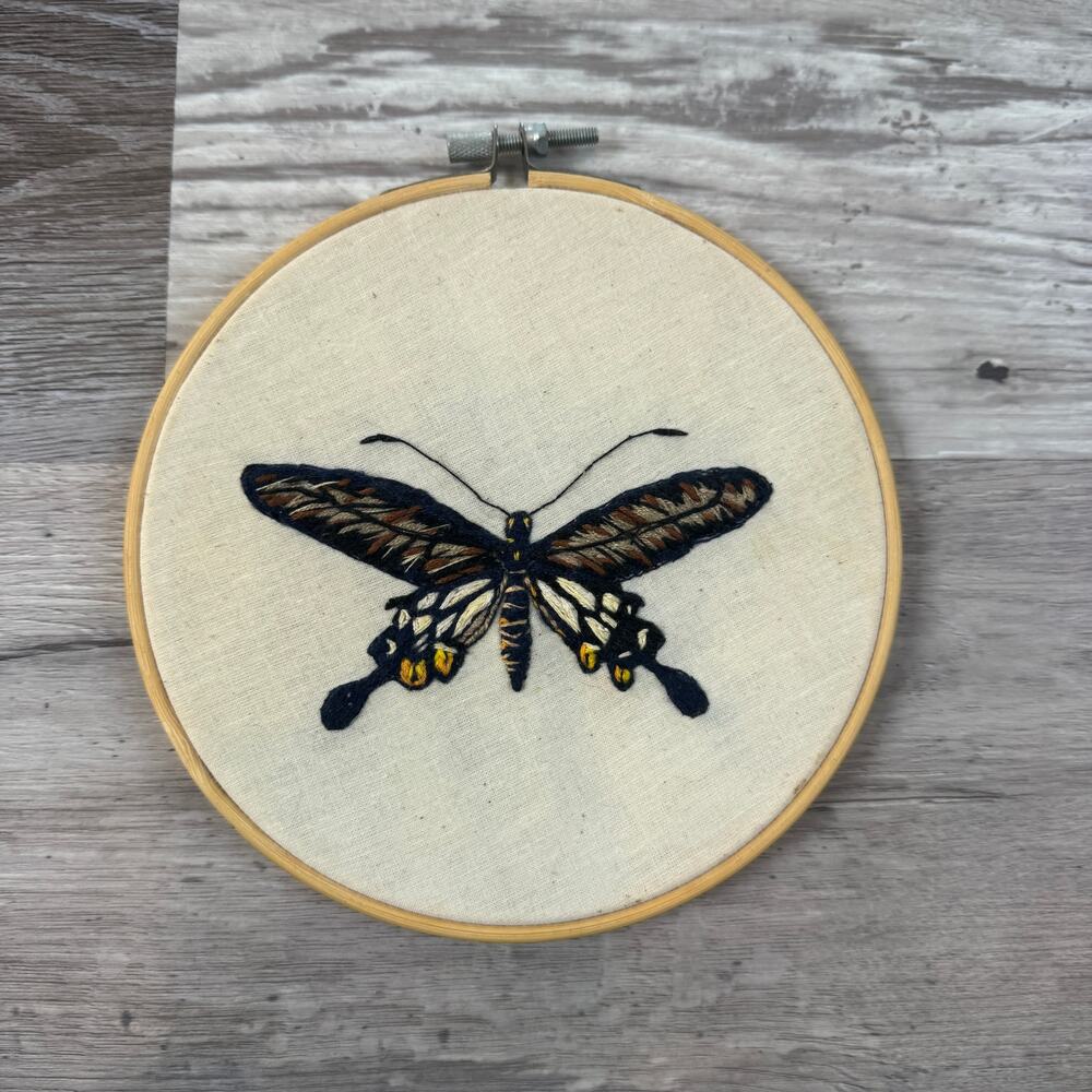 Handmade Butterfly Embroidery Hoop Gallery Wall Art Cottagecore Folk Art Boho